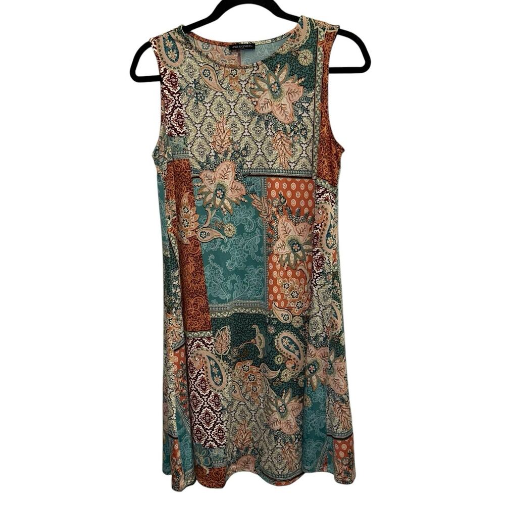 Ava & Grace Patchwork‎ Paisley Swing Dress Small Boho